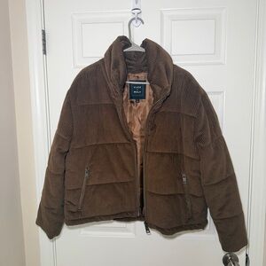Cleo + Wolf Brown Corduroy Puffer Jacket